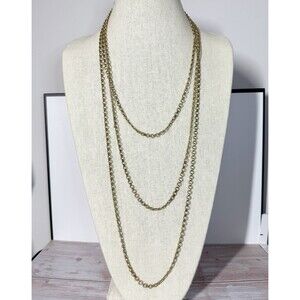 Vintage Rope Length Long Unique Chains Necklace Book Chain Chunky  88” Gold Tone